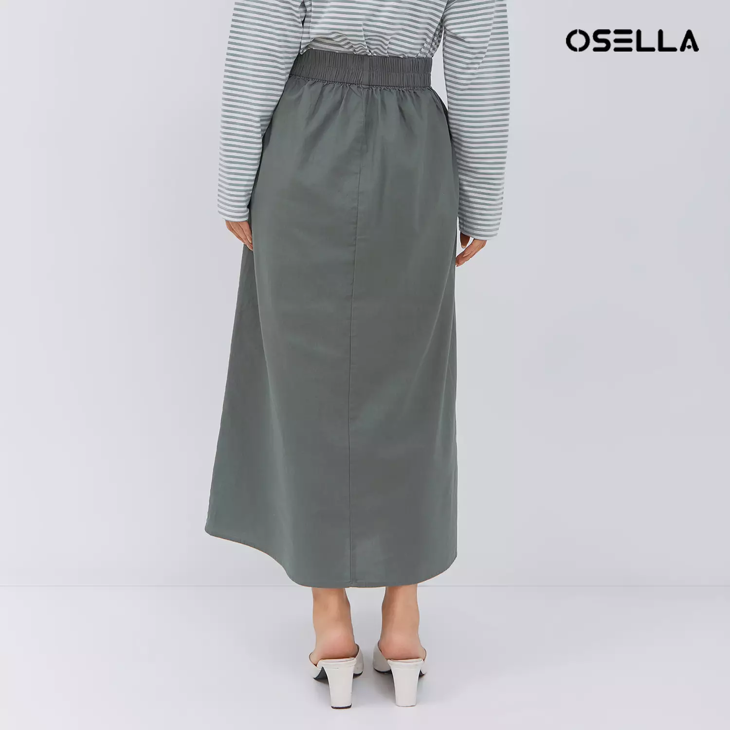 [NEW] Osella Lindy Long Skirt With Buttons 21874001 | Rok Wanita Warna olive