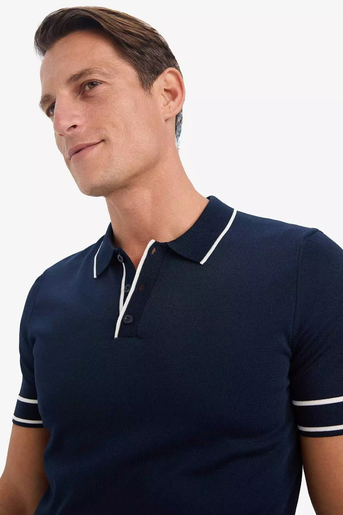 Standard Fit Polo Neck Knitwear Short Sleeve T-Shirt E3251Ax25Sm
