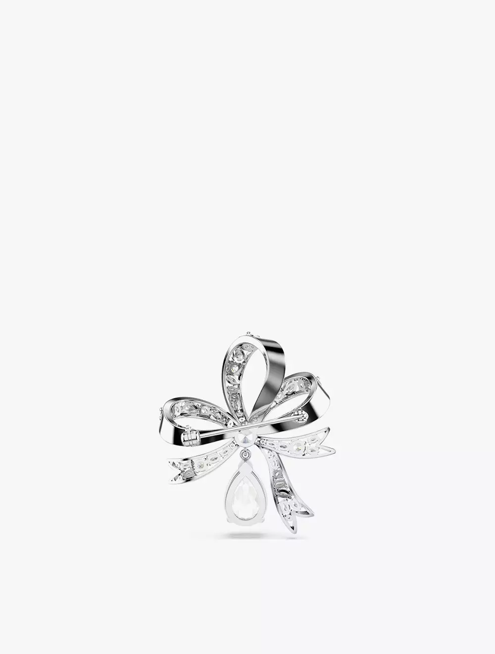 Hyperbola Brooch, Bow, White, Rhodium Plated - White