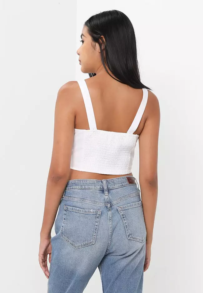 Hollister white crop shop top