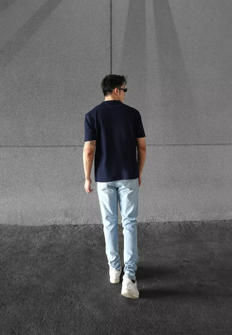 Kale Evan Navy / Cotton Cloudy / Kaos Boxy Fit / Kaos Korea / Atasan Kaos Pria / Kaos Basic Pria