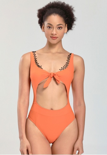 LYCKA orange LWD7306-European Style Lady Swimsuit-Orange 56F64US4C4E977GS_1