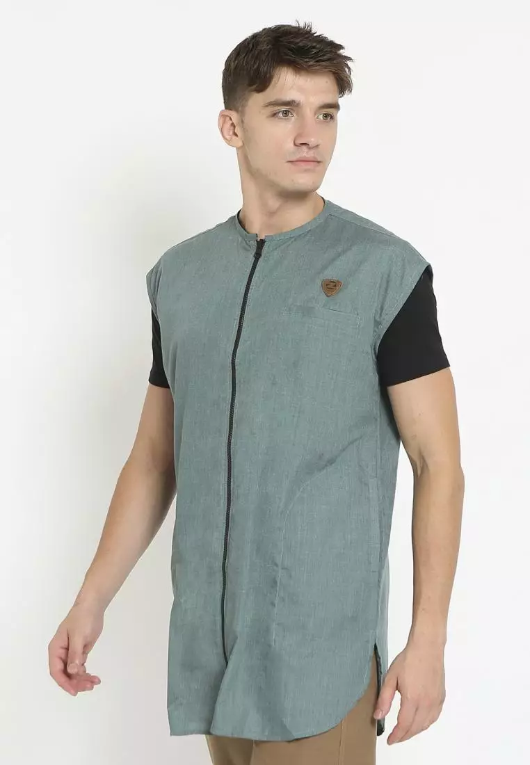 Zayidan Rompi Sholat Zipper Muslim Pria - Mint