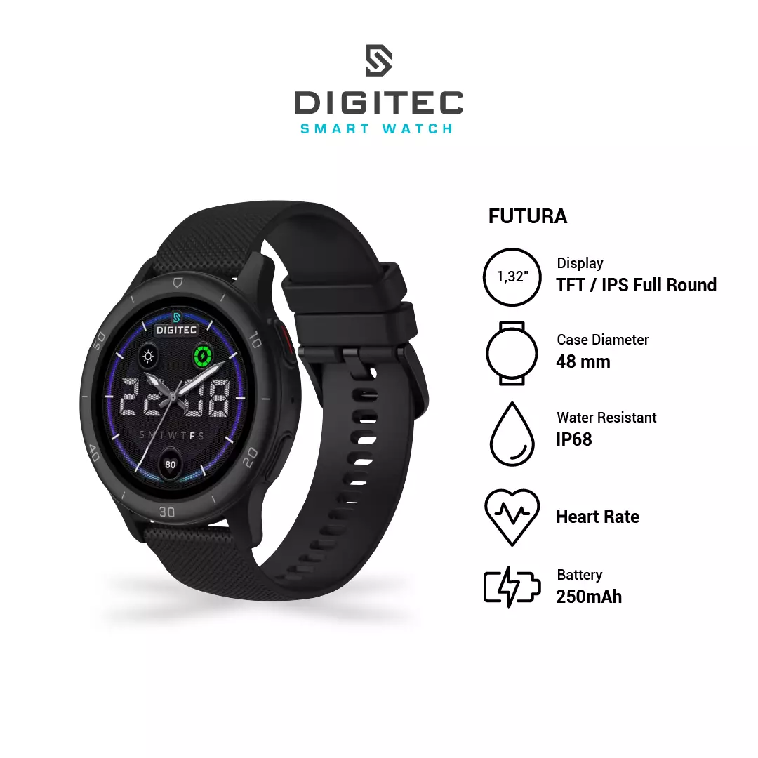 Jam Tangan Digitec Smartwatch FUTURA Original Garansi Rubber