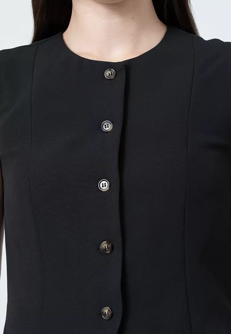 Amara Sleeveless Vest Top with Pocket Flap Details