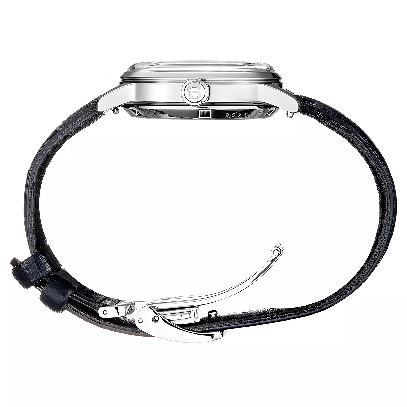 Seiko Presage - Jam Tangan Analog Wanita - Cocktail Blue Moon Open Heart Dial Black Leather Strap - SSA785J1