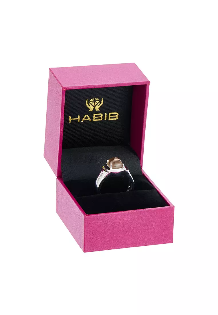 HABIB Smoky and Diamond Men's Ring in 925 Silver Palladium 271890125(PLD)-QUTZ