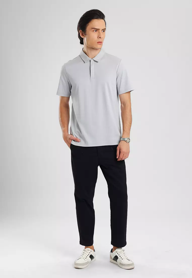 MANZONE - Polo Shirt Lengan Pendek Pria Otto 04 - Grey Warna Grey