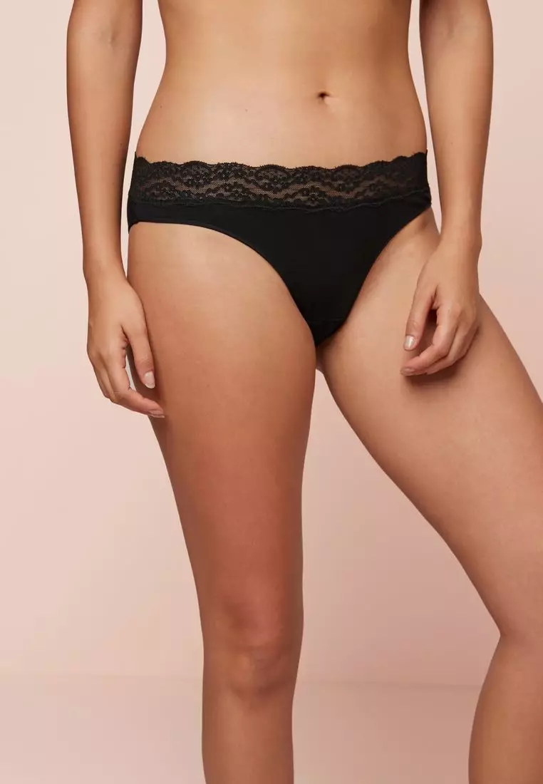 Buy Monochrome Extra High Leg Lace Trim Cotton Blend Knickers 4 Pack from  the Next UK online shop in 2023