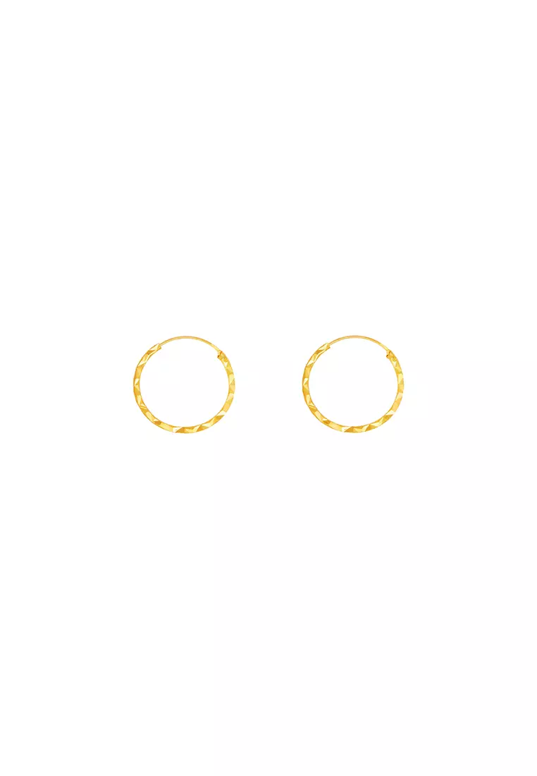 916/22K Gold Round Earrings S77C (M Size)