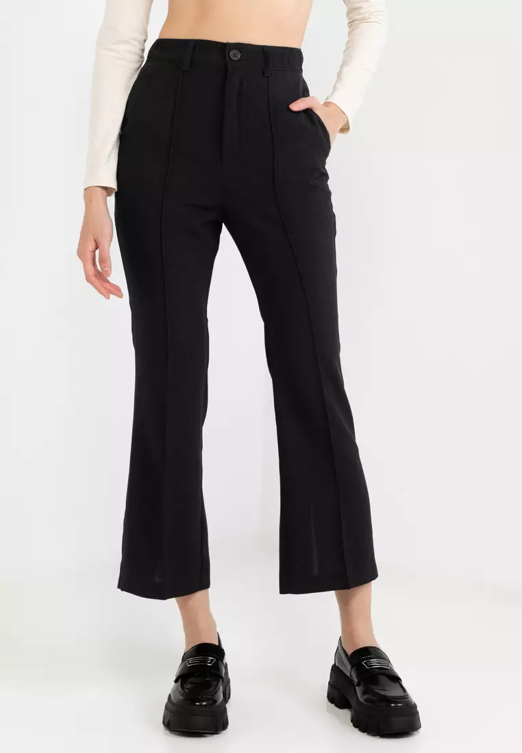Black Flared Slit Pants