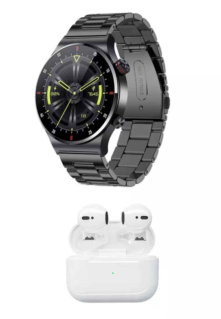 Value Deal - SmartWatch + 5s PRO MINI wireless earphones - White + 1 Free Watch Rubber Strap