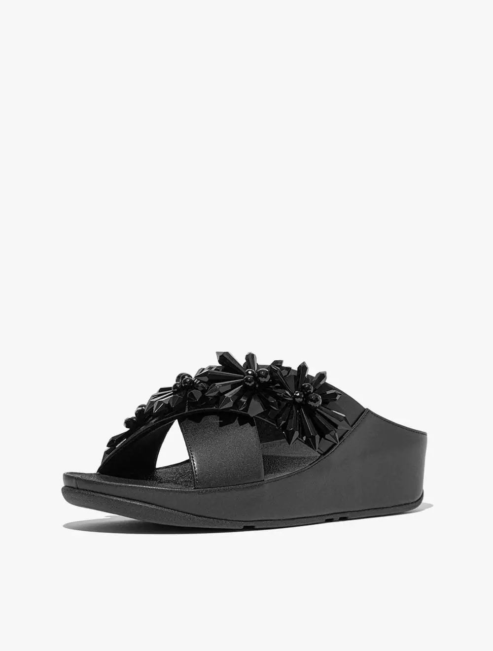 Fitflop Rumba Starburst-Bead Cross Slides - Black