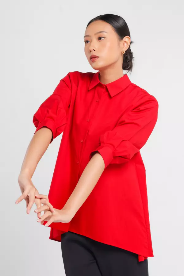 MINIMAL - Namirre - Kemeja A Line - Red Colour Red