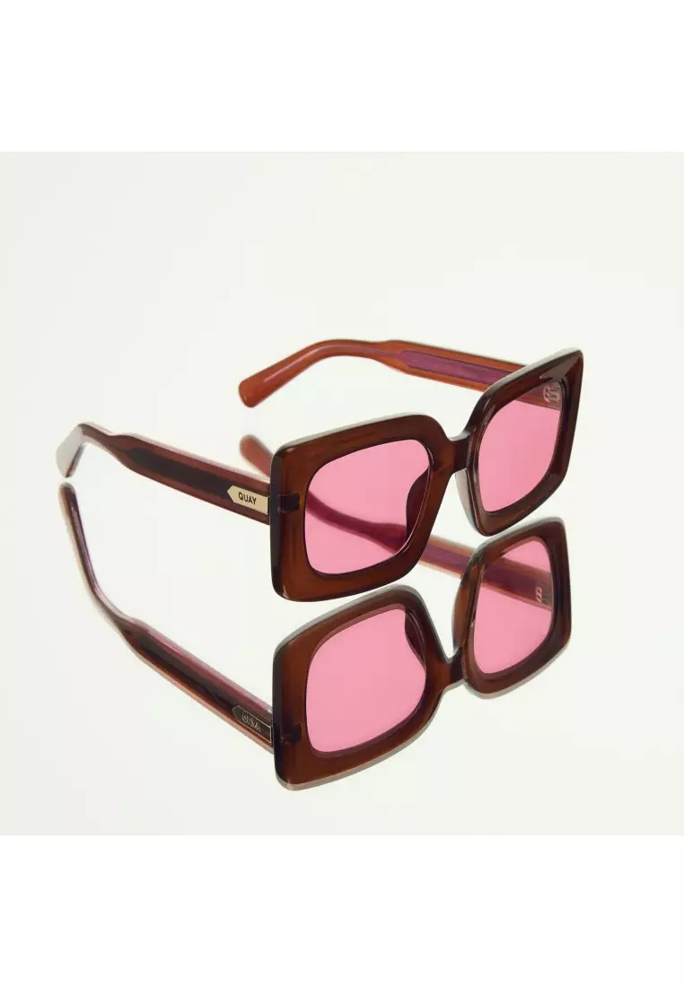 QUAY Talk Show Sunglasses - Dark Brown/Magenta