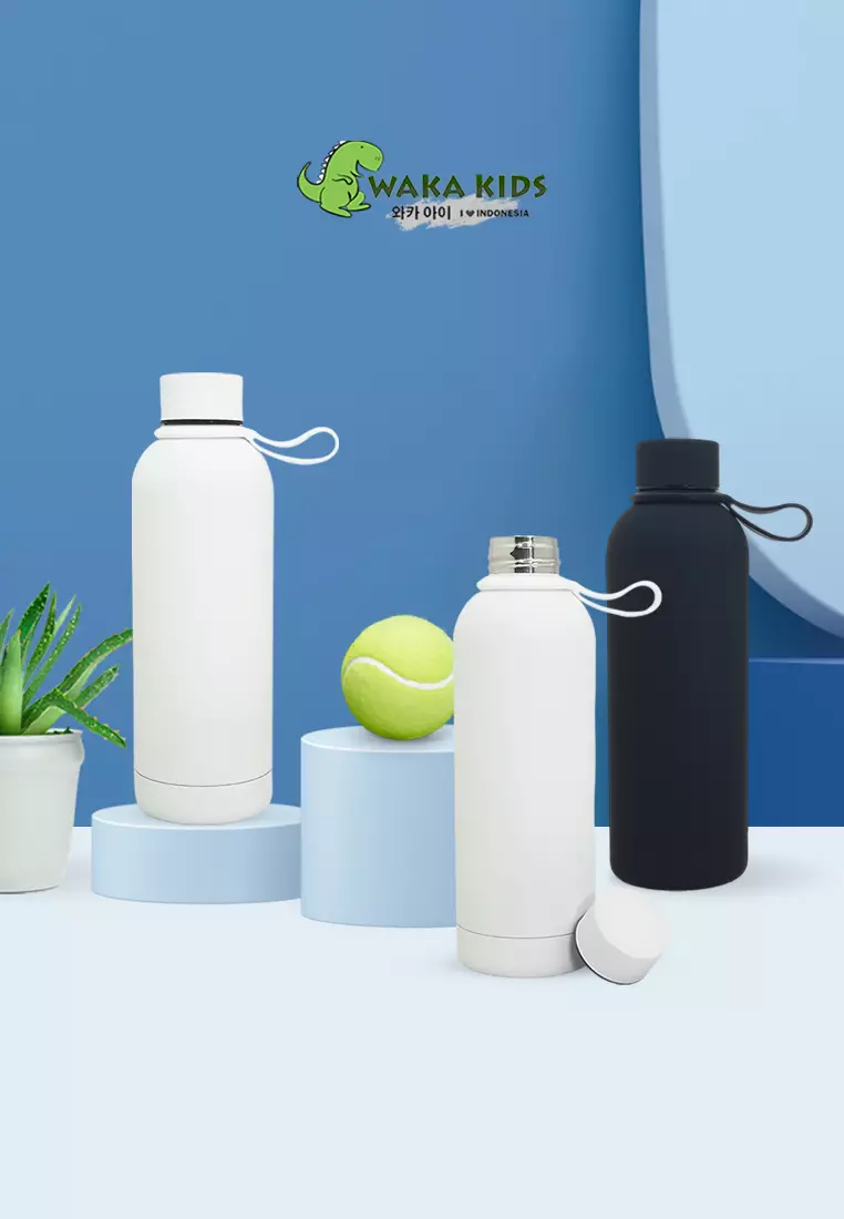 Wakakids Botol Minum Termos Stainless Steel Vacuum Tumbler Casual Simple Polos Doff 500ml K1285 Venrc Putih