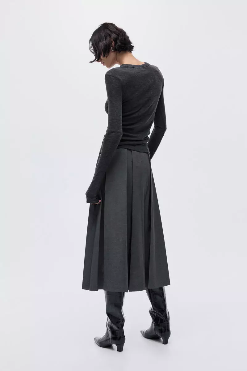 Pleated midi skirt