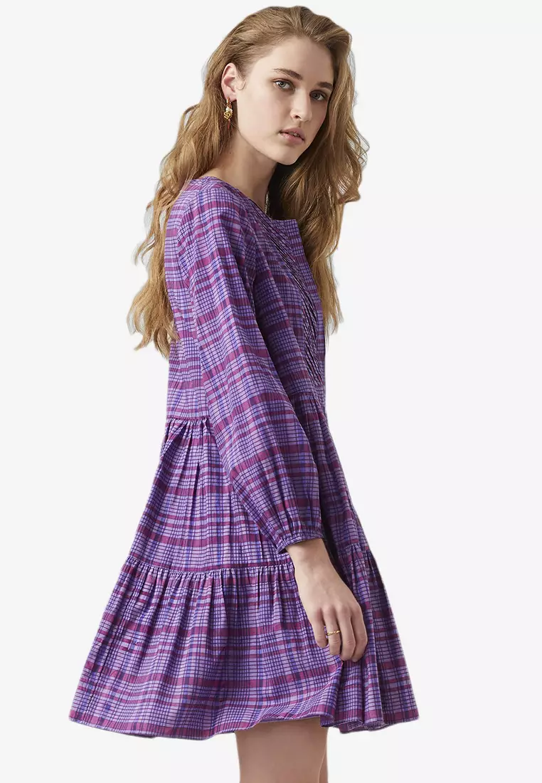 Buy French Connection Avetta Check Tiered Dress Online ZALORA