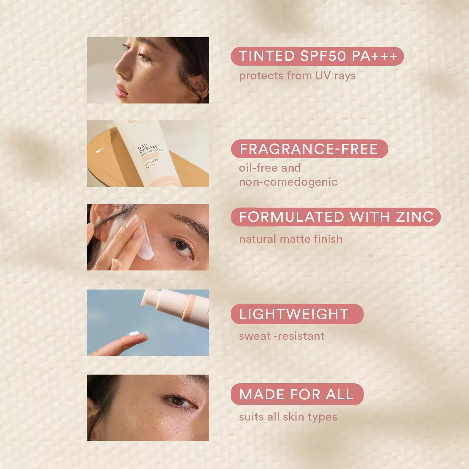 Daydream Tinted Sunscreen SPF50 PA+++ Butterscotch