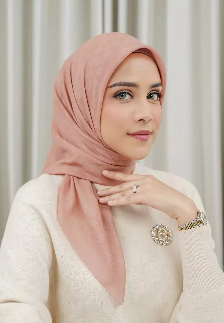 Buy Buttonscarves Monogram Scramble Voile Square XL Peach 2024 Online