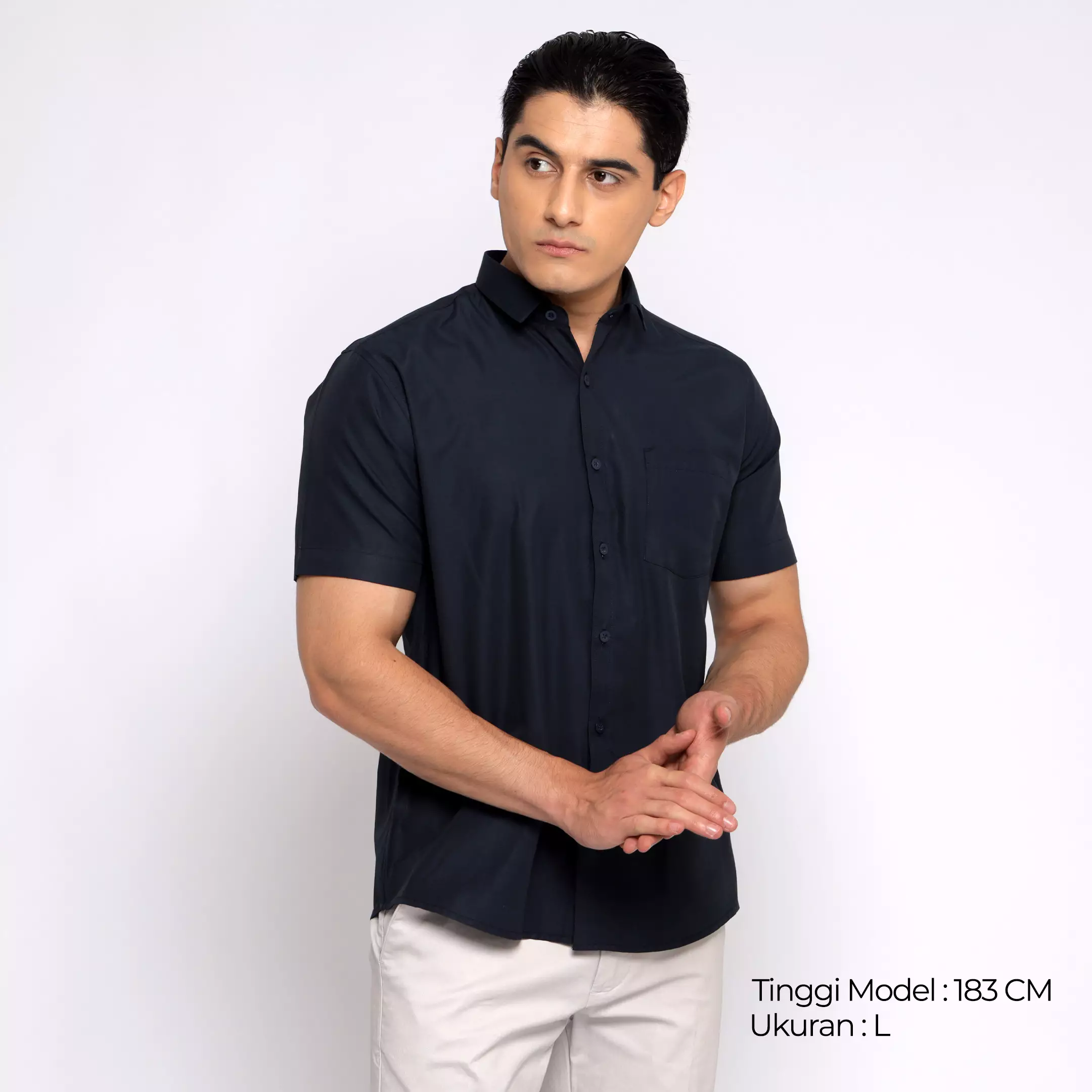 Simple Perfect Kemeja Pria Lengan Pendek Polos | Premium Solid Basic Gallant Shirt 2233 Navy