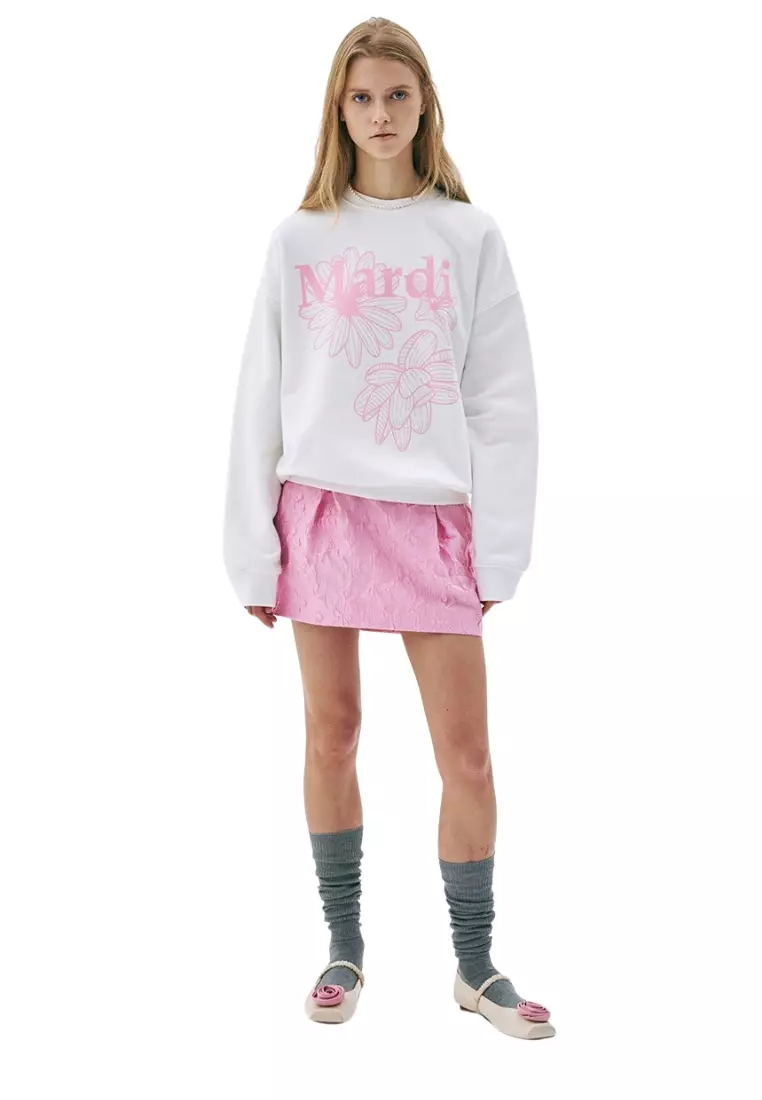 Sweatshirt Triple Flower - White Pink