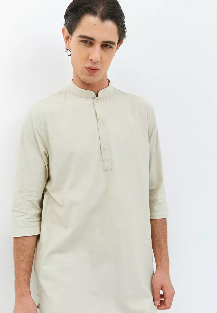 Jobb Arkhan Baju Koko Pria Kurta Lengan Pendek Regular Fit Khaki