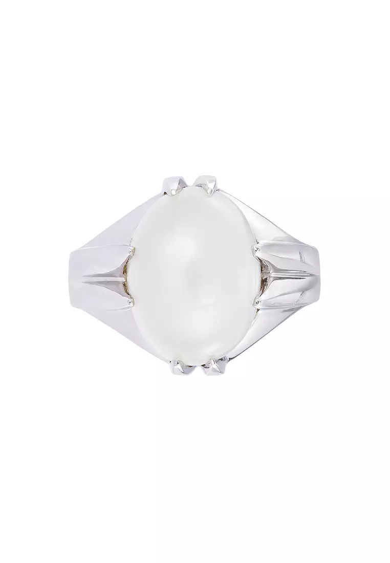HABIB White Moonstone Men's Ring in 925 Silver Palladium A0529(PLD)-MN