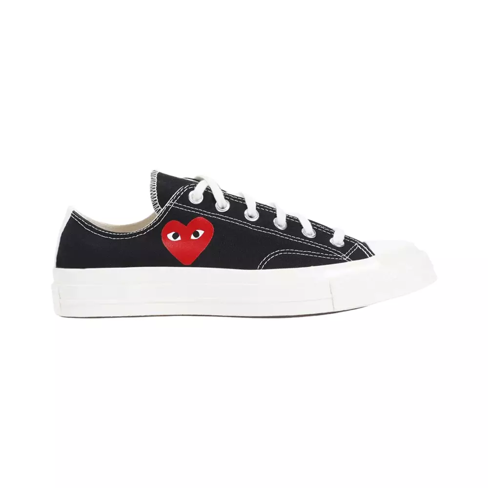 Jual Comme des Garçons Heart White Sole Low Top Sneakers Black