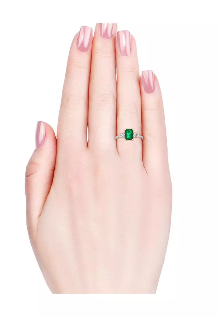 [ EMERALD COLLECTION ] Chrissy Emerald Ring S295 - Cincin Emerald S925 by Her Jewellery