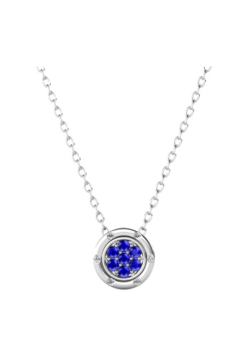 Her Jewellery Saffron Pendant (Blue, White Gold) - Made with Swarovski Crystals 09BC3AC27388E7GS_1