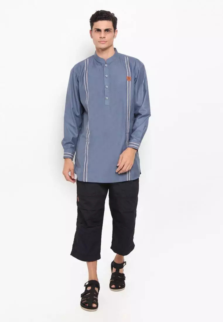 Zayidan Baju Koko Gamis Muslim Pria Wahab - Biru