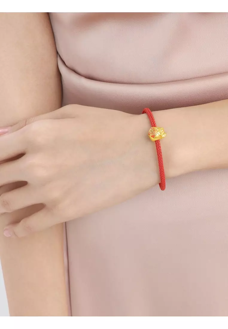 999 24K Solid Gold Cultural Blessing Lucky Money Bag Charm 94330C (Bracelet not included)