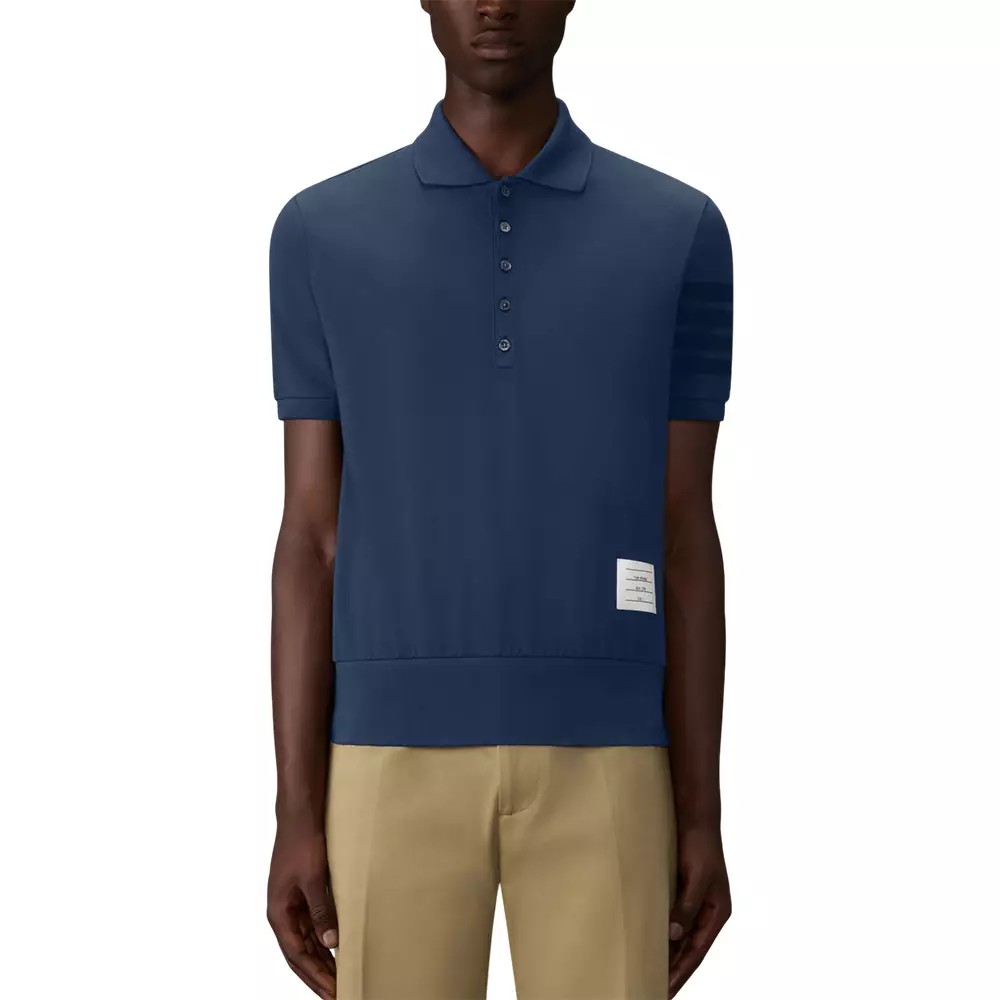 Garment Overdyed Jersey 4-Bar Polo Shirt Navy
