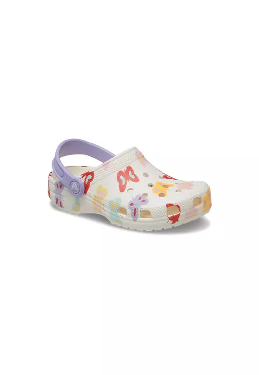 Kids' Classic Butterfly Graphic Clog  in Chalk