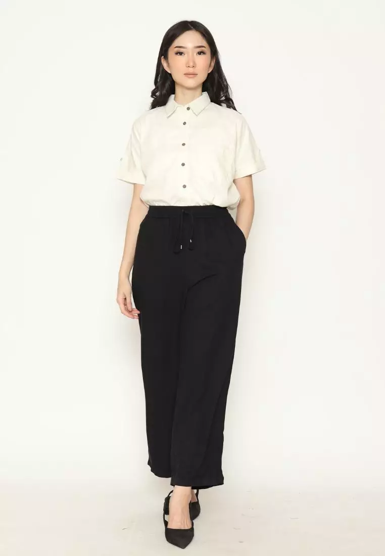 Urban Exchange Roxy Black Culotte Pants - Bawahan Celana Kulot Hitam
