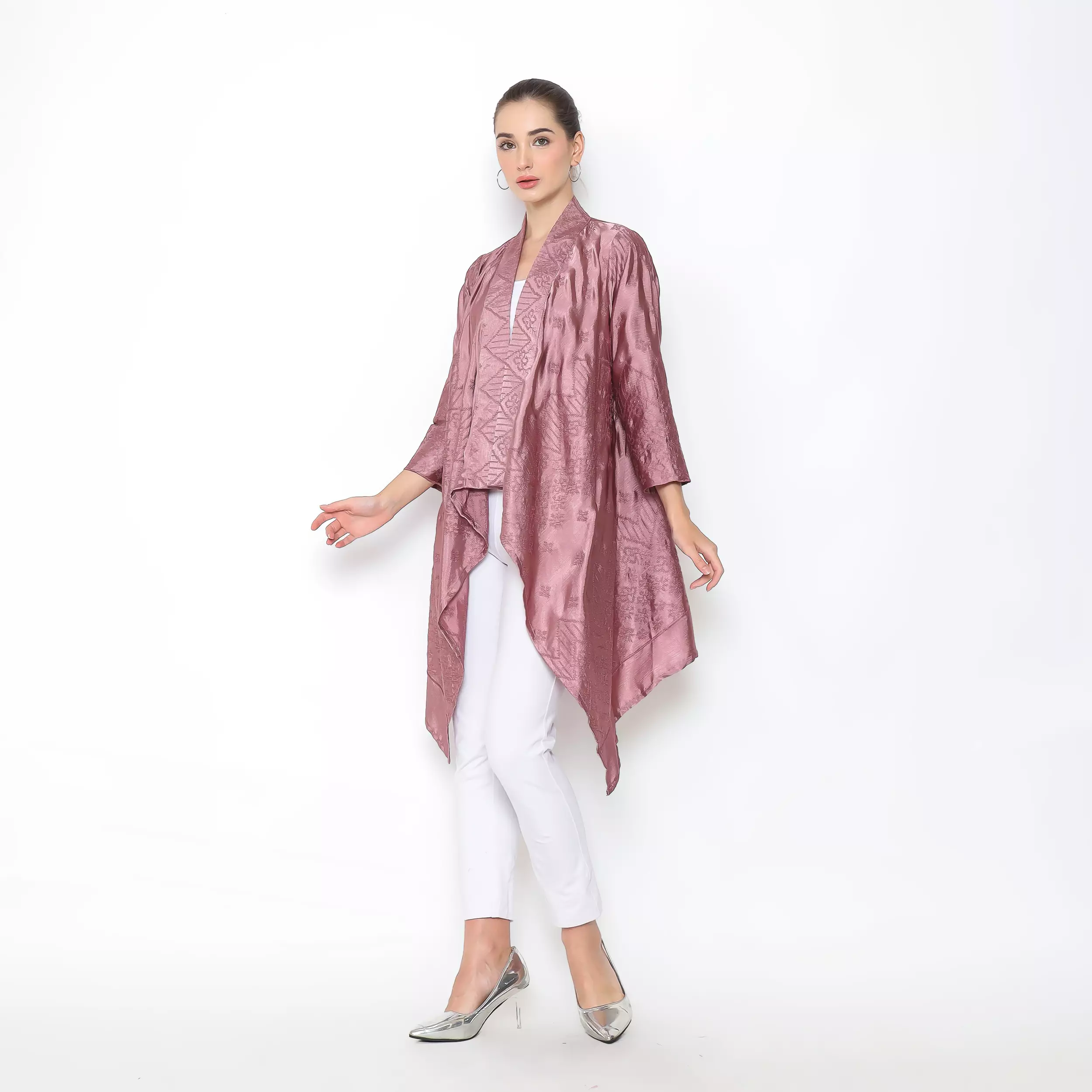 Rinjanie Batik X Senorita - Bolero Asimetris Lavender - Silk Bordir - Outer Wanita - Bolero Modern