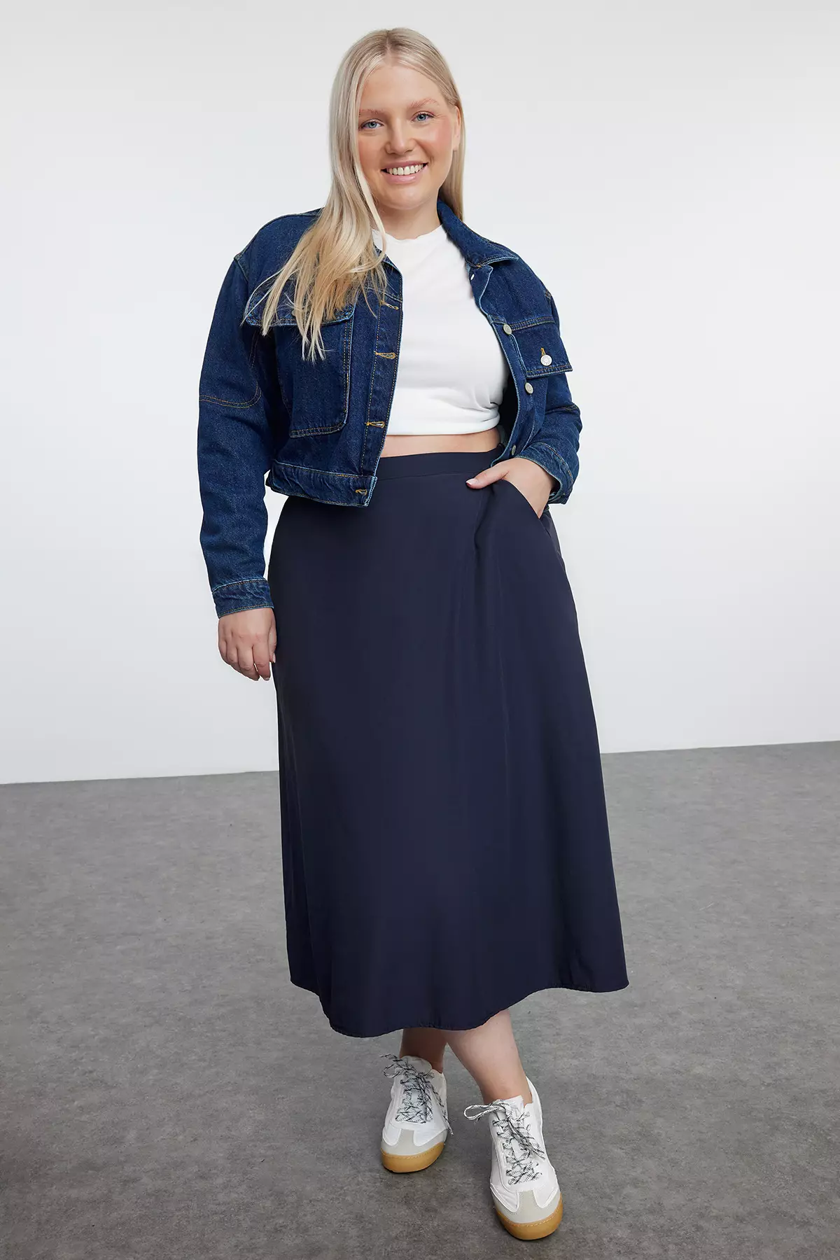 Plus size skirts blue hotsell