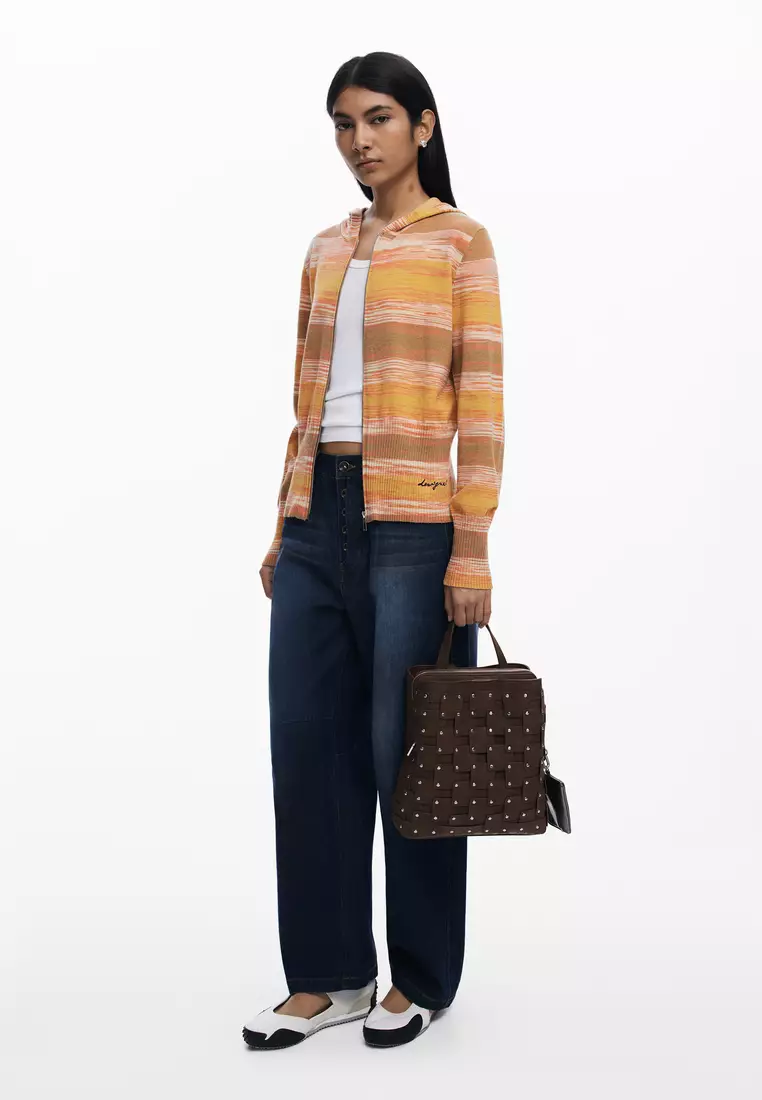 Medium faux leather patch backpack