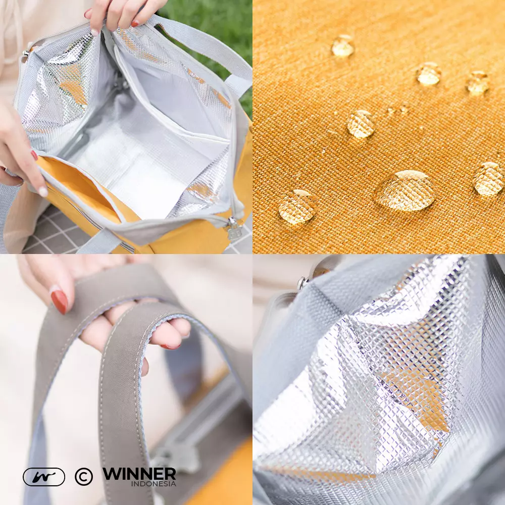 Tas Bekal Makan Tahan Panas Dingin Anti Air Makanan Bento Elegan Thermal Lunch Bag (T14-008) - Toska M