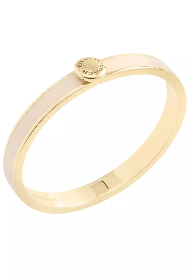 Rivet Enamel Hinged Bangle - Gold/ Chalk CBW22