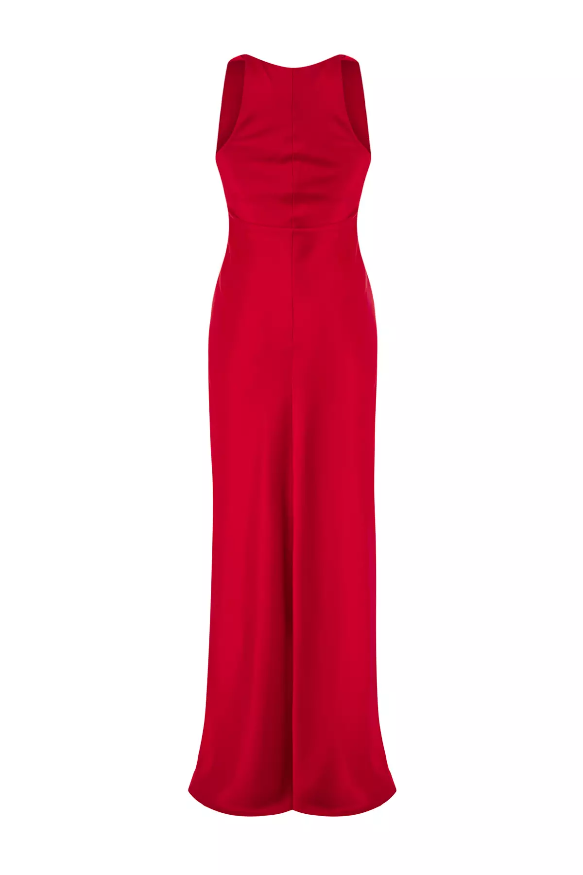 Red Bodycon Satin Woven Maxi Evening Prom Dress TPRSS25AE00066