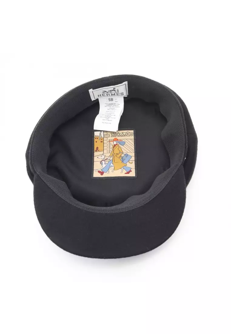 Pre-Loved Hermès Deauville casquette hat cashmere black