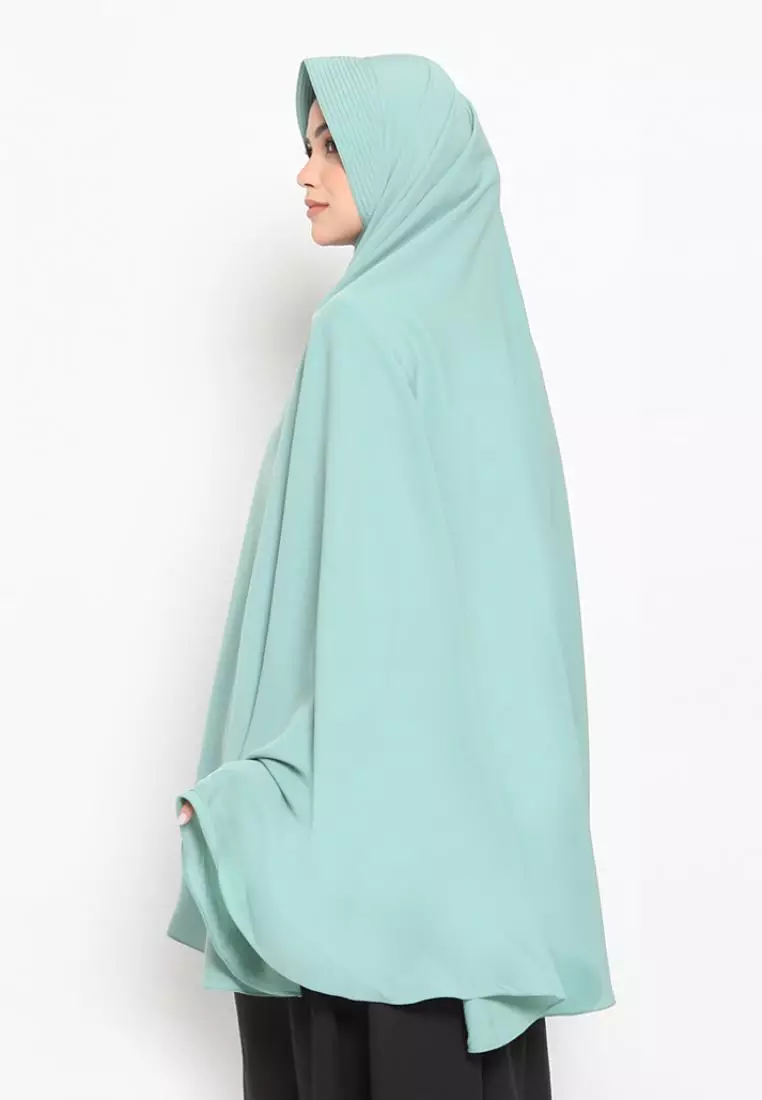 Queenza Zayidan French Khimar Hijab Jahida Button - Hijau Muda