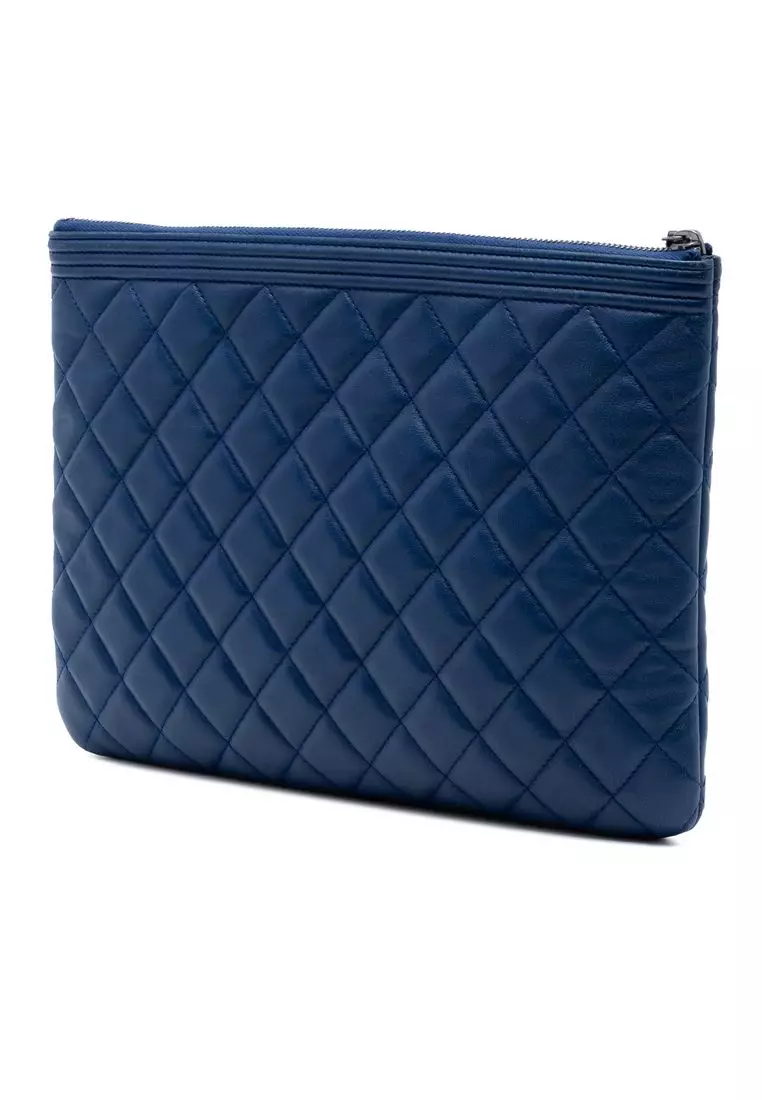 Pre-Loved Chanel Medium Quilted Lambskin Boy O Case Clutch