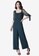FabAlley green Teal Mesh Square Neck Jumpsuit with Black Belt F9304AA6EC9076GS_1
