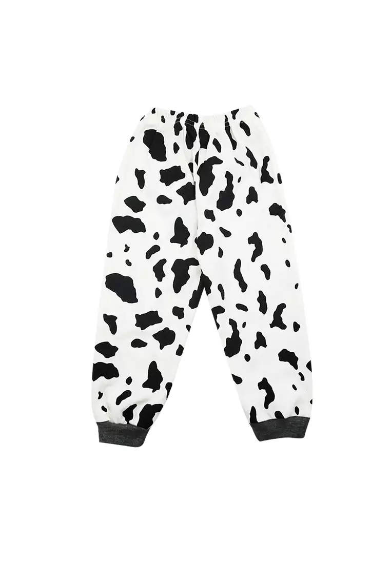 Skabe Piyama Bayi Anak Laki Laki Baju Lengan Panjang Motif Sapi Setelan Celana Kaos All Size Baby Putih Usia 6 Bulan Hingga 12 Bulan 3368