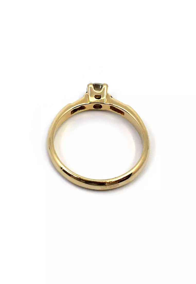 14K Locally Made Yellow Gold Lady Ring with Diamonds