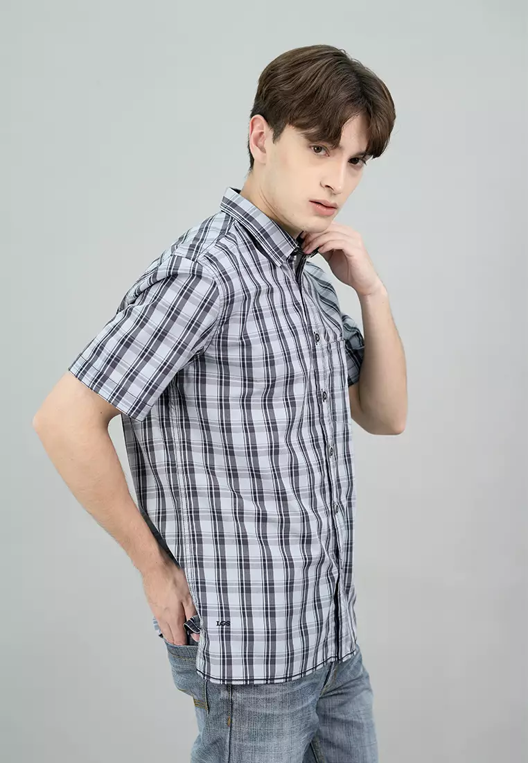 LGS - Regular Fit - Kemeja Casual Pria - Lengan Pendek - Motif Kotak-Kotak - Warna Variasi