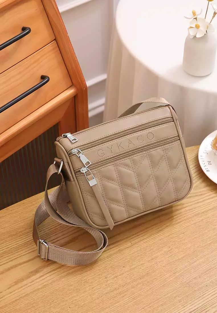 GYKACO FUMIKO Khaki - Tas Wanita Sling Bag - Fashion Top Handle Bag (Import)